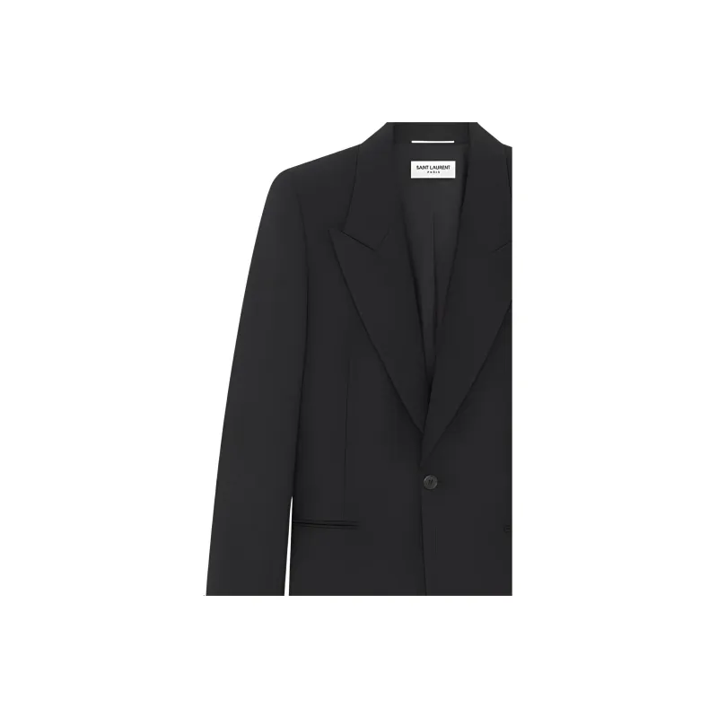 SAINT LAURENT Grain De Poudre Wool Single breasted Blazer-3
