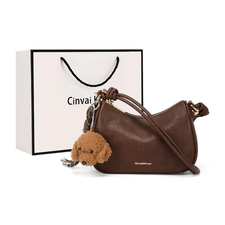 CinvaiKrose Cow Leather With Synthetic Leather Shoulder Bag, Crossbody Bag, Crescent Bag Small Size Women's Multicolor-11
