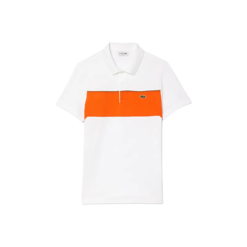 LACOSTE Polo Shirt Men's White Orange-0