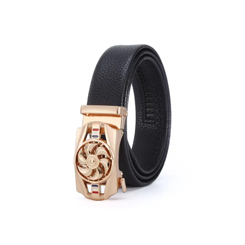 JEANSWEST Split Cow Leather With Transferred Pattern Leather Belts Unisex Width 3.8CM-1