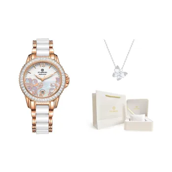 STARKING Bloom Collection Mechanical Movement Ceramic Strap Watch Women's Watch White Dial