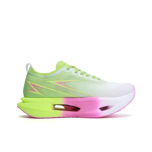 Speed Joy Run Cushioning Slip Resistant Height Increasing Low Top Carbon Plate Running Shoes Men's Green Pink