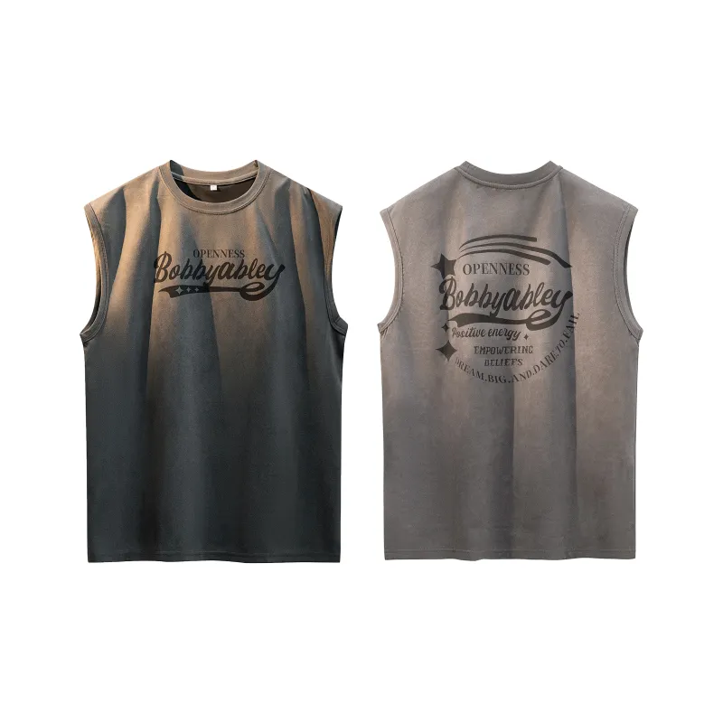 BOBBY ABLEY Versatile Loose Fit Straight Fit Letter Moisture Wicking Sleeveless Tank Top Unisex-20
