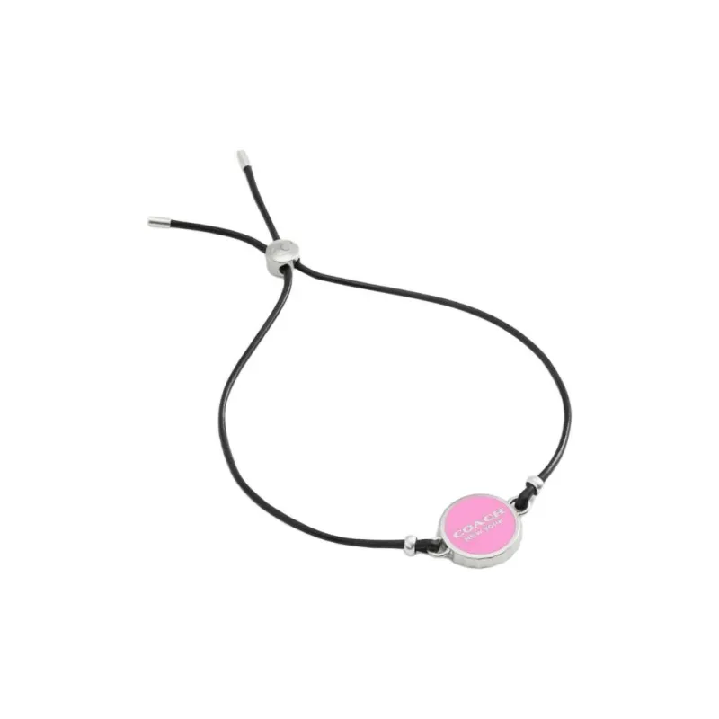 COACH Brass Plated, Enamel, Leather, Cubic Zircon Bracelets Women's Pink-1