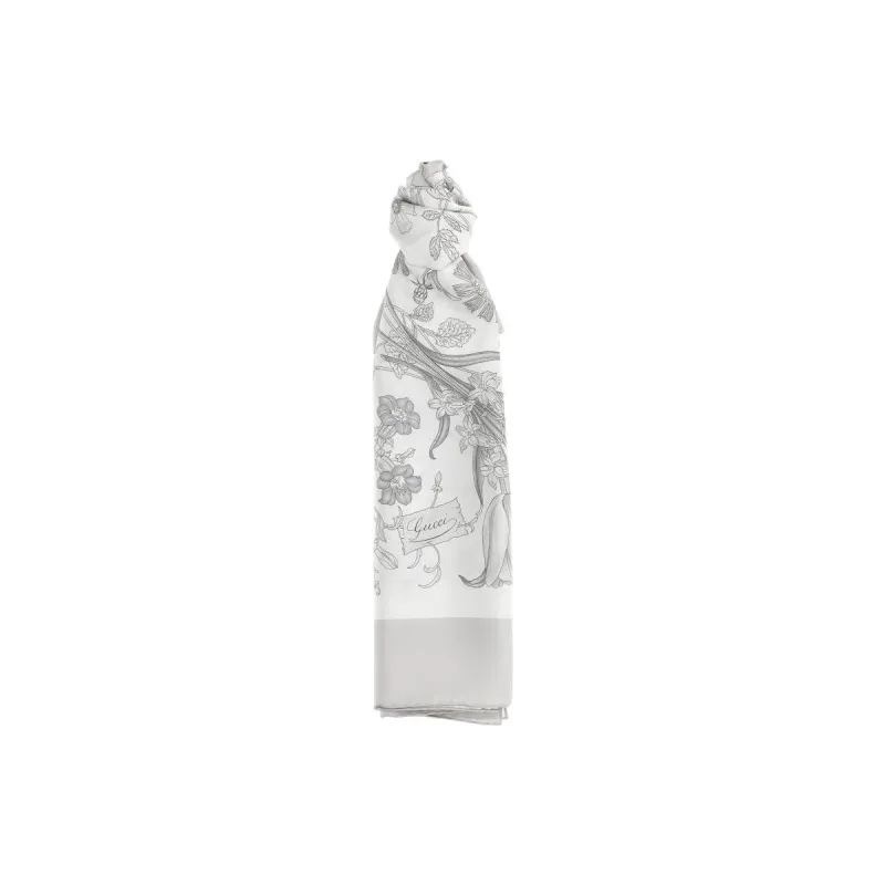 GUCCI Silk Scarves Women's Gray-0