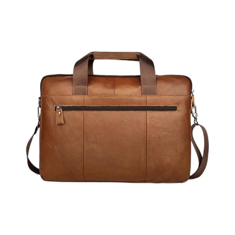VIHUS Top Grain Cow Leather Briefcase Men's Black/Brown-2
