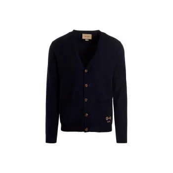 GUCCI Logo Embroidered V-Neck Cardigan