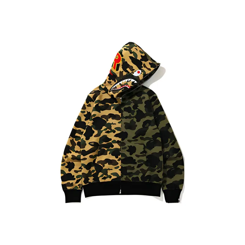 Bape 1st Camo Half Shark Full Zip Hoodie-1