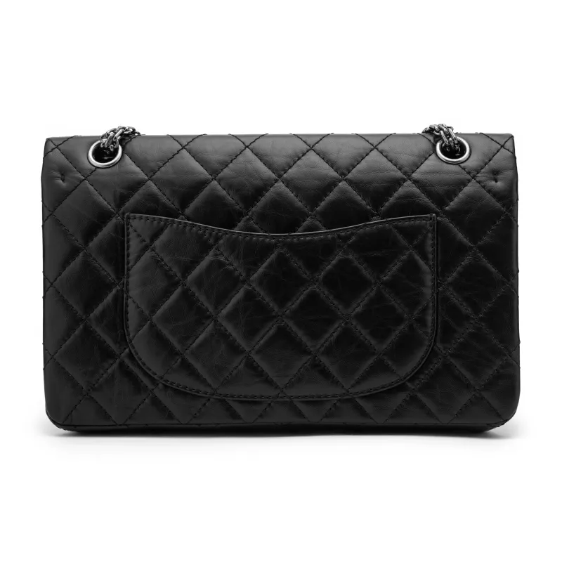 CHANEL 2.55 Calfskin Shoulder Bag, Crossbody Bag Medium Size Women's Black-2