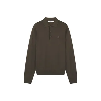Maison Kitsune Fox Head Patch Knit Polo Shirt