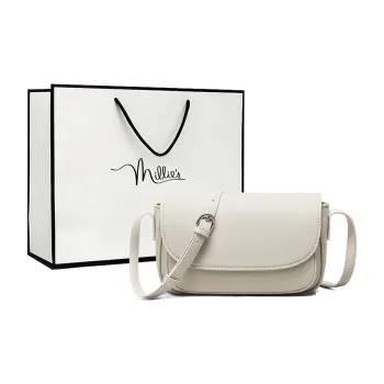MILLIE'S Cow Leather Underarm Crossbody Bag, Shoulder Bag, Small Square Bag Regular Women's Ecru/Coffee