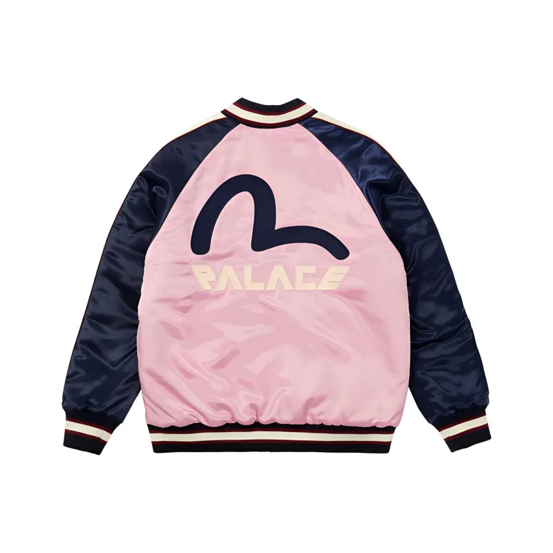 Evisu X PALACE Puffer Jackets Unisex Blue/Pink-4