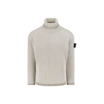 STONE ISLAND Logo Patch Roll Neck Ribbed Jumper