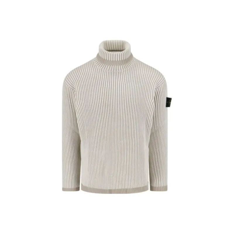 STONE ISLAND Logo Patch Roll Neck Ribbed Jumper-0
