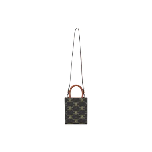 CELINE Triomphe Leather Sheet Music Bag Handbag Mini Women's Tawny
