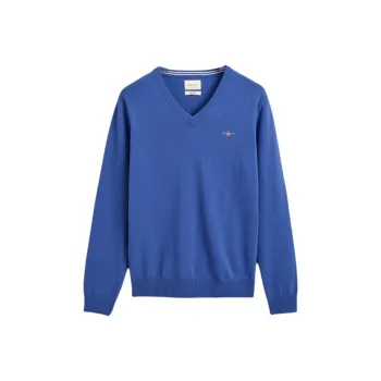 GANT Superfine Lambswool V-Neck Sweater Men's Blue