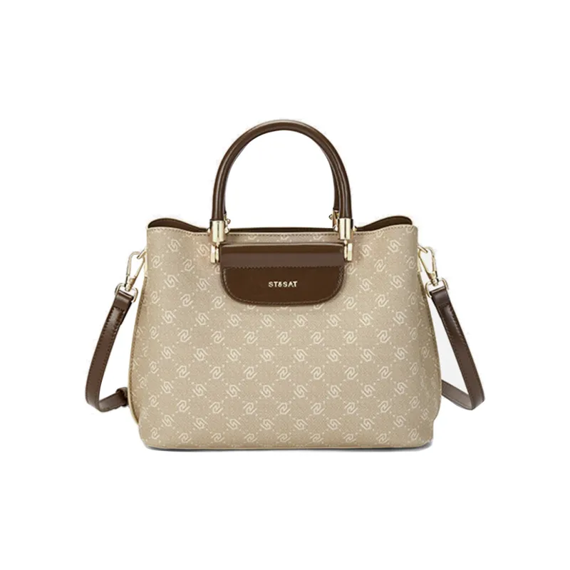 ST&SAT PVC Synthetic Leather Shoulder Bag, Crossbody Bag, Handbag Women's Apricot/Coffee-8