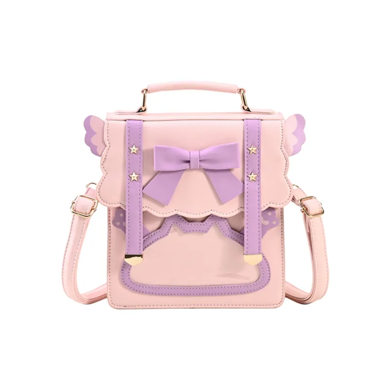 NOMK PU Backpack Women's Pink & Purple/Blue & Pink/Brown & Red/Black & White-1