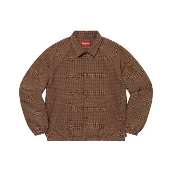 Supreme Houndstooth Logos Snap Front Jacket