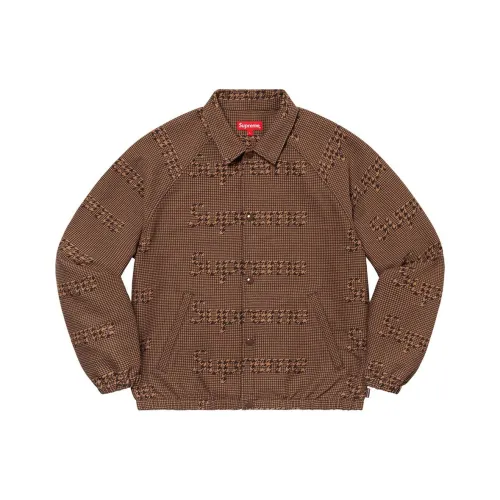 Supreme Houndstooth Logos Snap Front Jacket