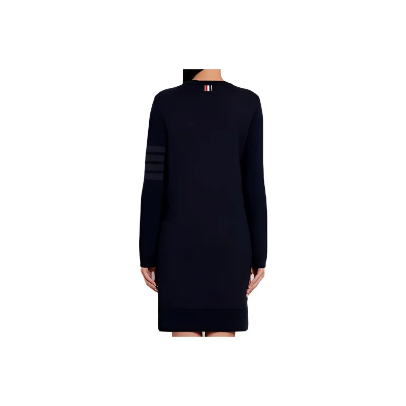 THOM BROWNE· Long Sleeved Dress Women's Marine Blue-1