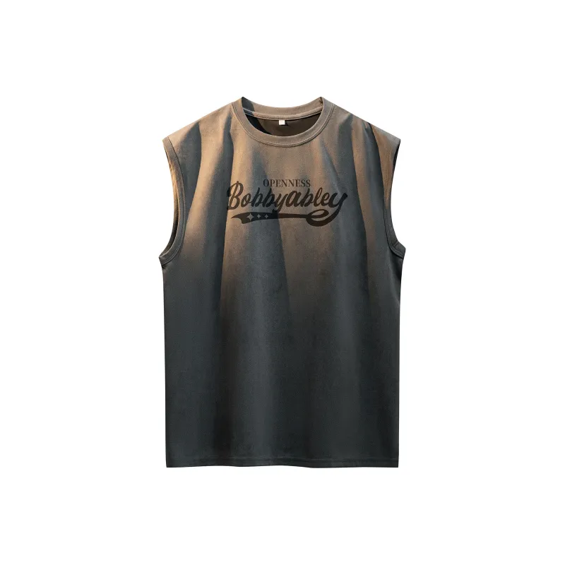 BOBBY ABLEY Versatile Loose Fit Straight Fit Letter Moisture Wicking Sleeveless Tank Top Unisex-4