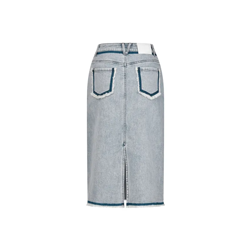 RARE Denim Long Skirt Women's Blue-2