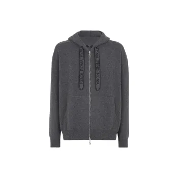 FENDI Drawstring Hooded Cardigan