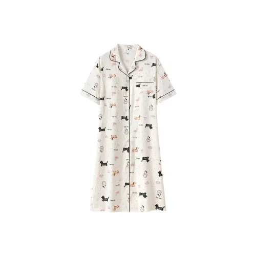 PANXIANG Plus Size Loose Fit Maternity Home Pajamas Women's Apricot