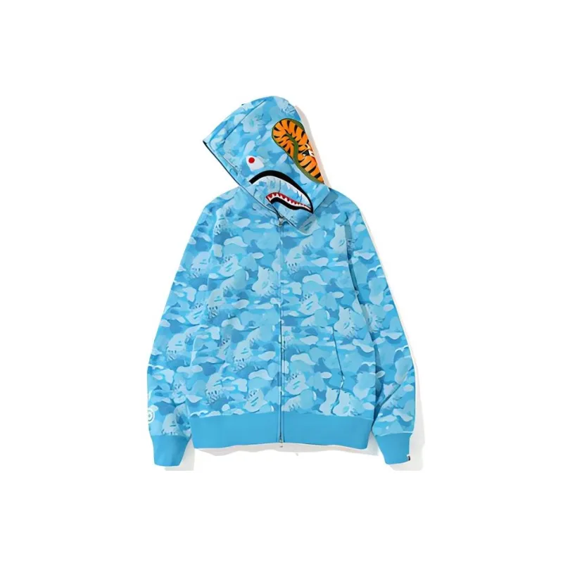 Bape Fire Camo Shark Full Zip Hoodie-1