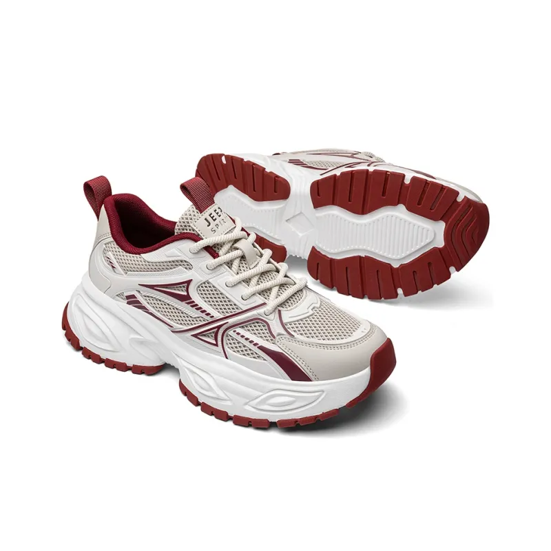 JEEP SPIRIT Anti-Slip Wear-Resistant Breathable Height Increasing Low-Top Chunky Sneakers Men's China Red-11