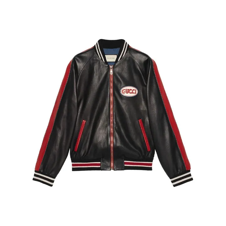 GUCCI Leather Bomber With GUCCI Pool Patch-0