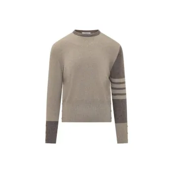 THOM BROWNE Striped Knitted Crewneck Jumper