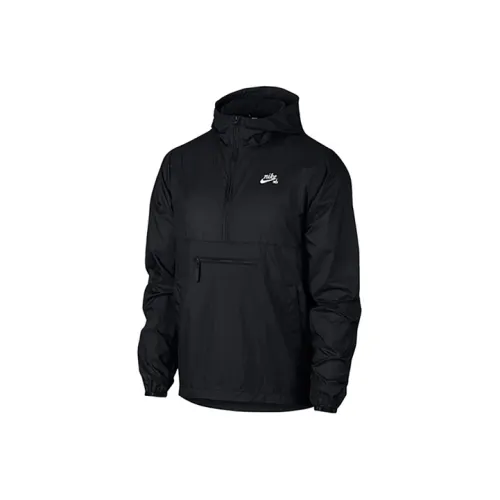 Nike SB Skateboard JKT Jacket Men's Woven Hooded Sports Jacket Black