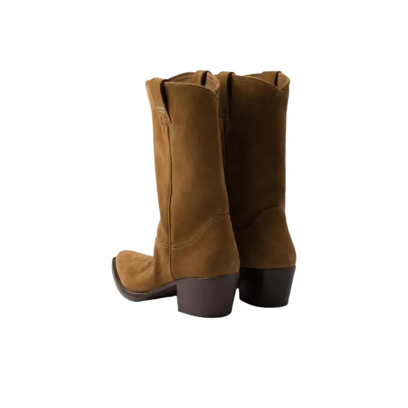 PRADA Ankle Boots 4.5cm Women's Brown-3