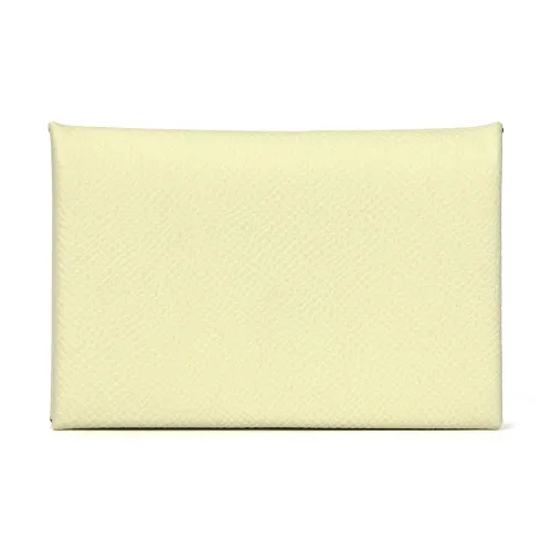 HERMES Calvi Epsom Leather Coin Purse Wallets Card Holders Regular Women's Milton Yellow