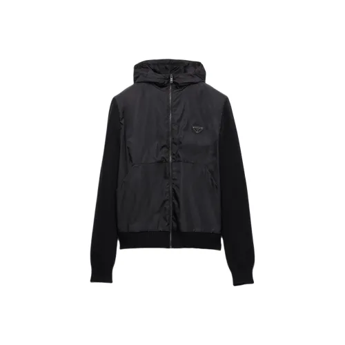 PRADA Gabardine Zip Up Hoodie