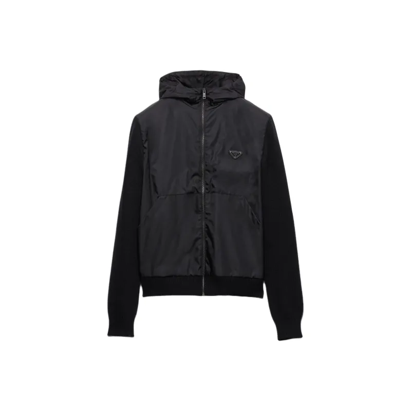 PRADA Gabardine Zip Up Hoodie-0