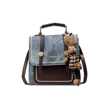 Juju Jimmy PVC Leather Backpack Regular Women's Denim Blue/Dark Tea/Pink/Ecru