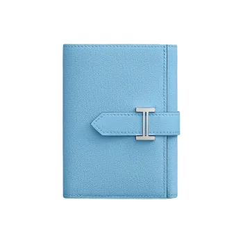 HERMES Bearn Mysore Goat Skin Wallet Women's 7N Celeste Sky Blue