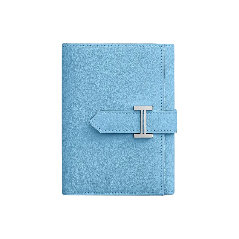 HERMES Bearn Mysore Goat Skin Wallet Women's 7N Celeste Sky Blue-0