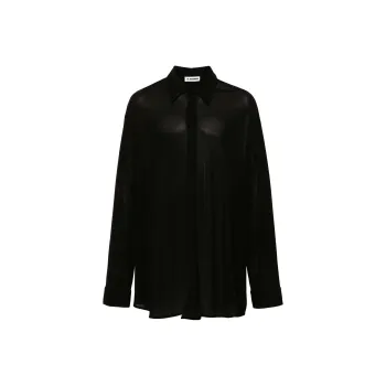 JIL SANDER Semi Sheer Curved Hem Shirt