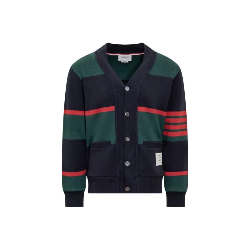 THOM BROWNE 4 Bar Striped Knitted Cardigan-0