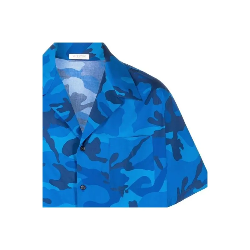 Valentino Camouflage Printed Straight Hem Shirt-4