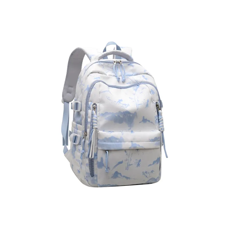 Single Warehouse Nylon Backpack Unisex Black/Burgundy/Green/Sky Blue/Pink-1