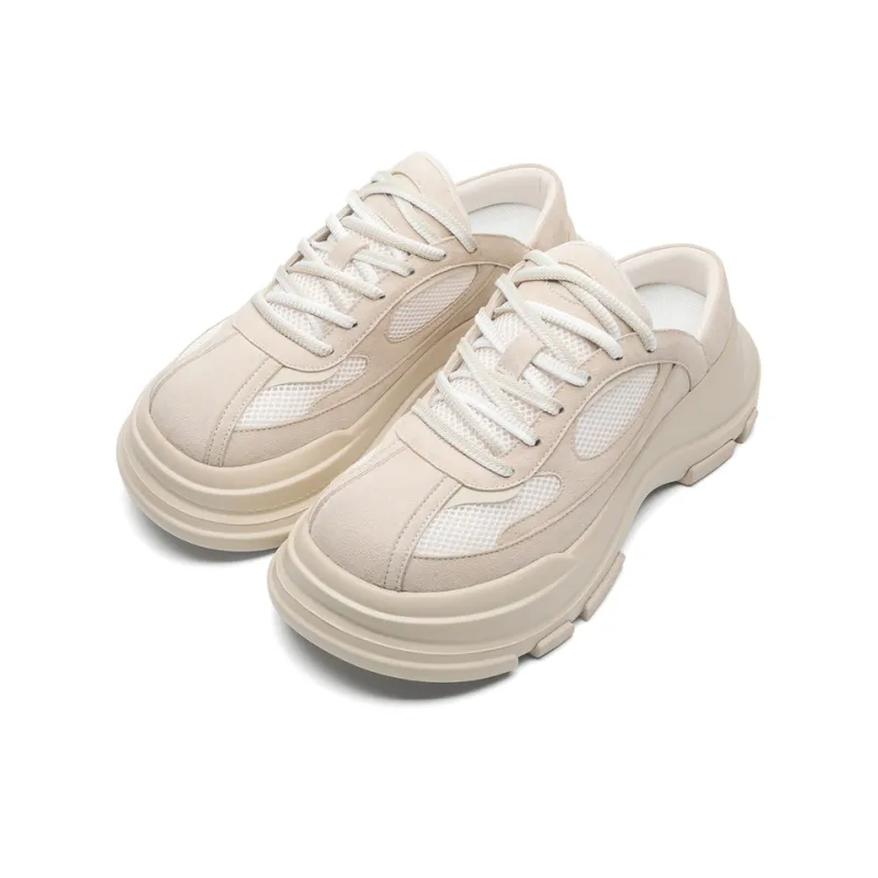 MOMGOG Height Increasing Low Top Casual Shoes Unisex Milk Tea-1