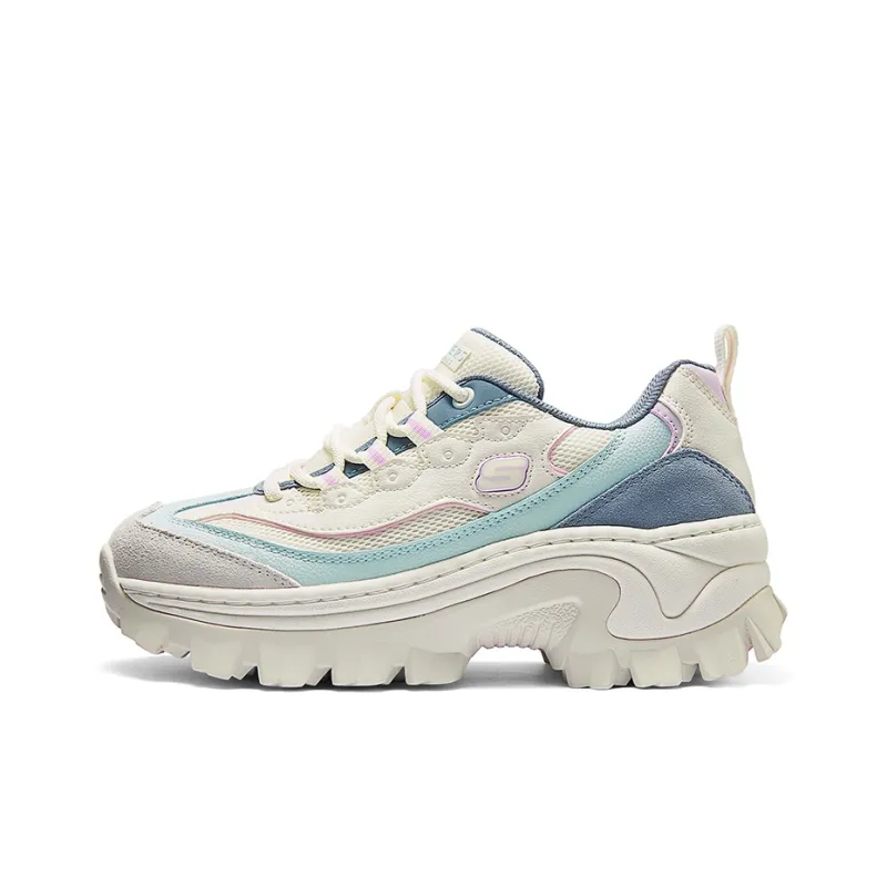 Skechers Street Anti Slip Wear Resistant Low Top Casual Shoes Women's White Blue Gray-0