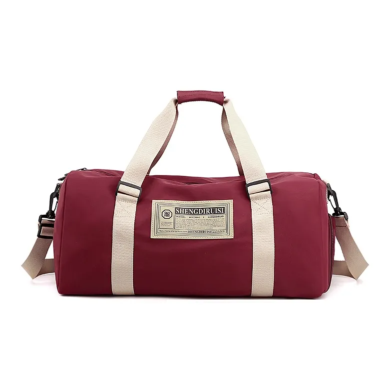 OUZIHUANG Nylon Travel Bag Unisex Black/Green/Pink Blue/Burgundy-9