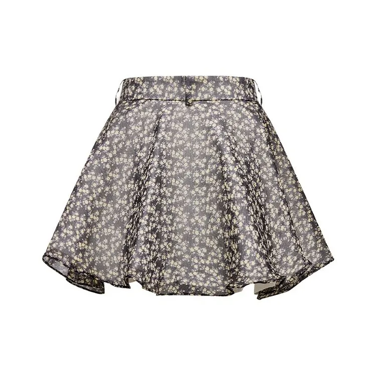 NUTH Casual Short Skirts Women's Black Yellow Floral Color-1