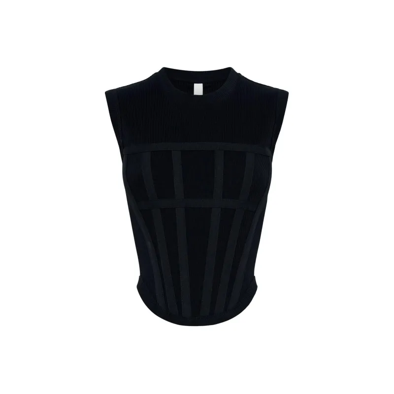DION LEE Ribbed Corset Top-0